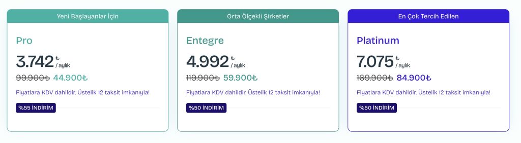 Ideasoft paket fiyatları ekran görüntüsü